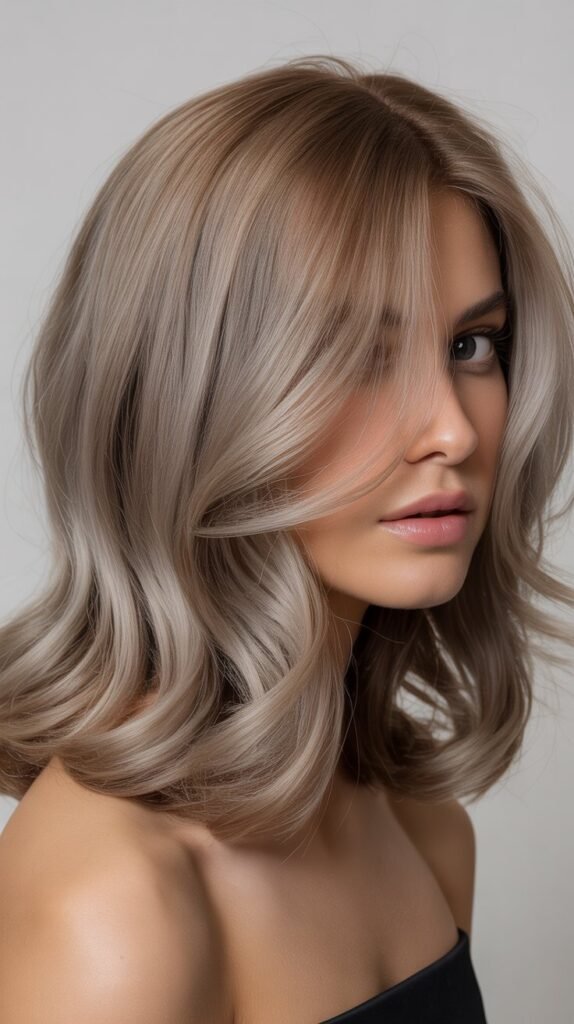 Medium-Length Light Ash Brown Hair Color Ideas for a Chic Look