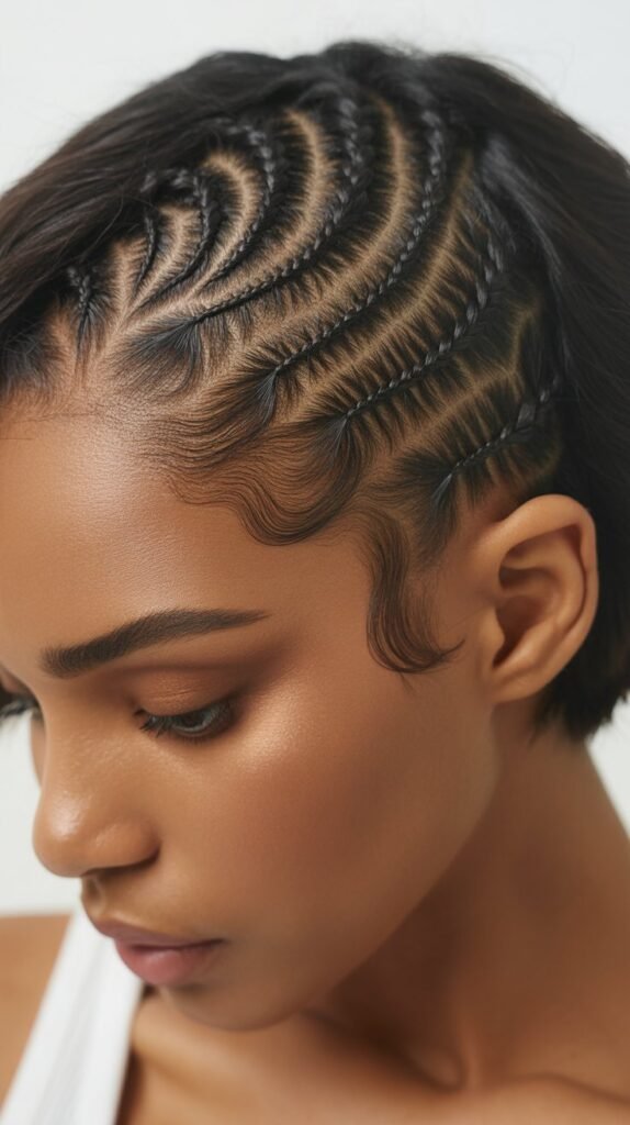 Side-Part Braids for Short Natural Hair