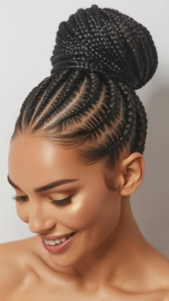 Feed-in Braids Bun Hairstyles