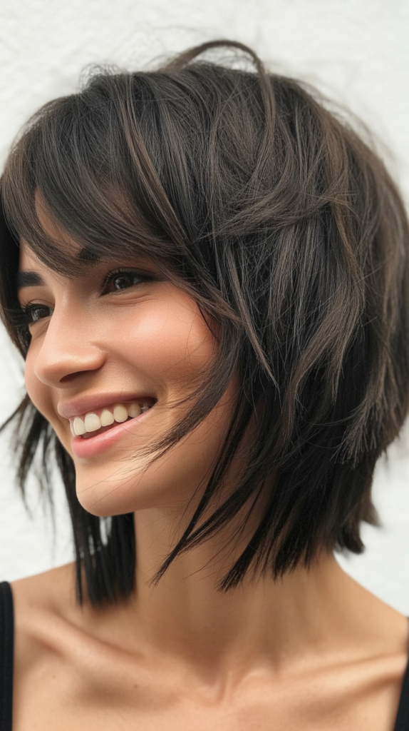 Textured Choppy Bob with Side Bangs