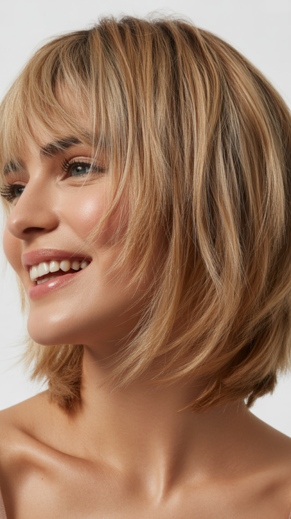 Medium Choppy Bob with Wispy Bangs