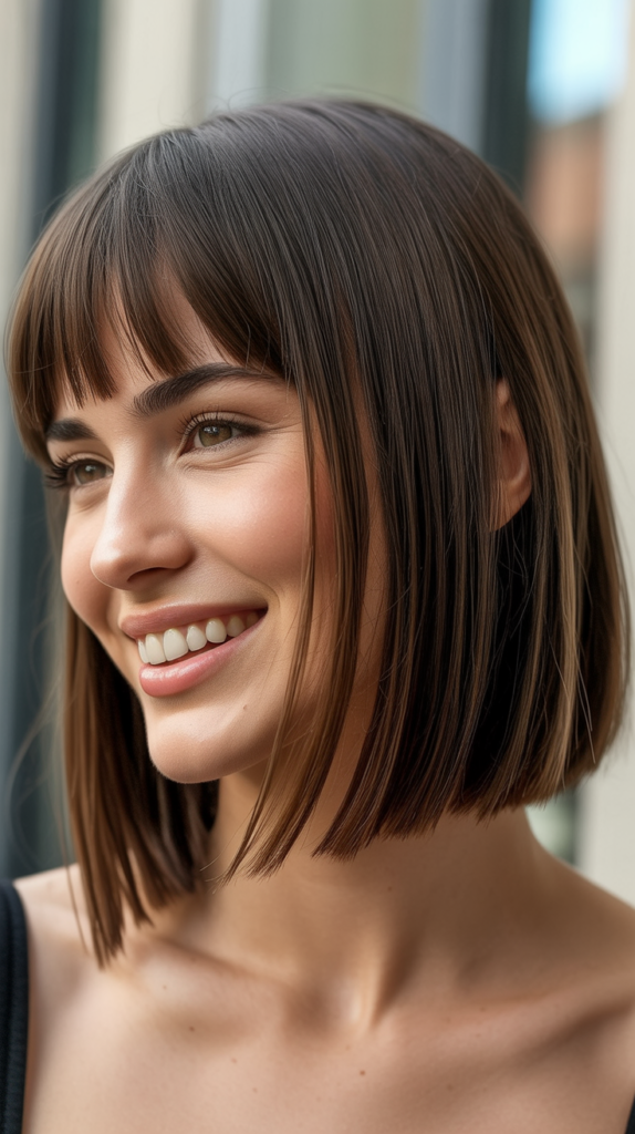 Choppy Bob Hairstyle with Bangs for Straight Hair