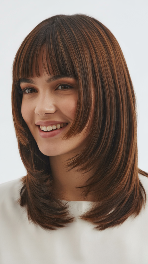Shag Bangs with Straight Layers: Sleek and Modern