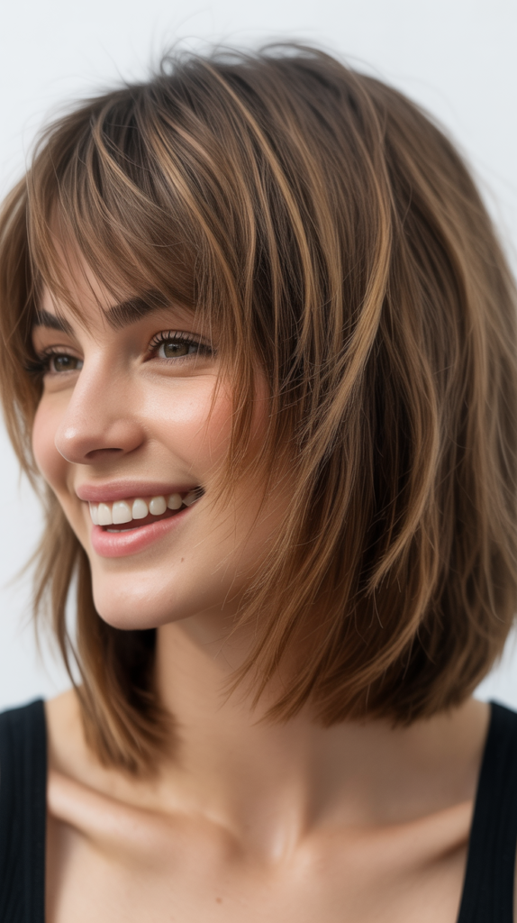 Choppy Bob with Voluminous Bangs