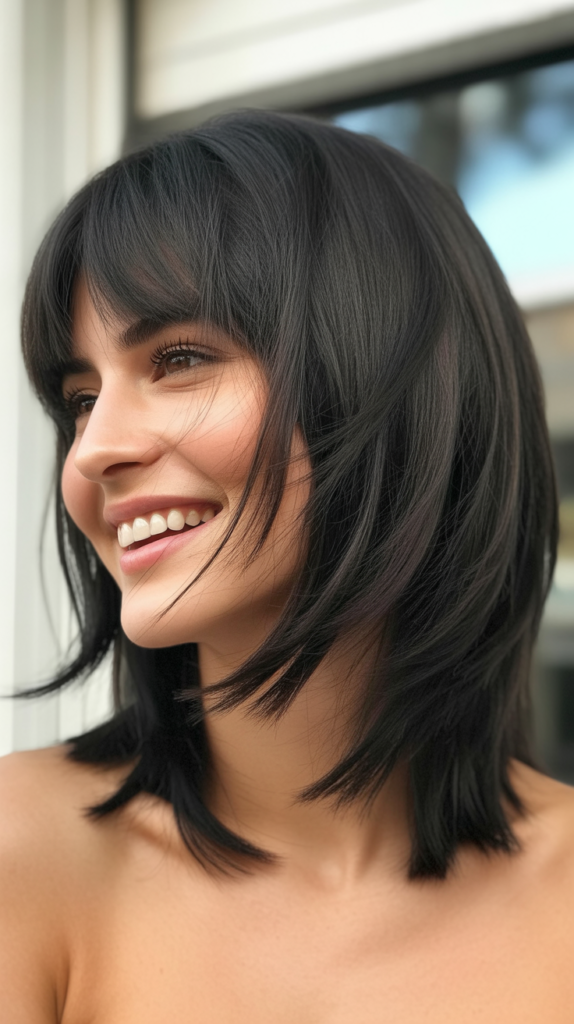  Choppy Lob with Fringe Bangs