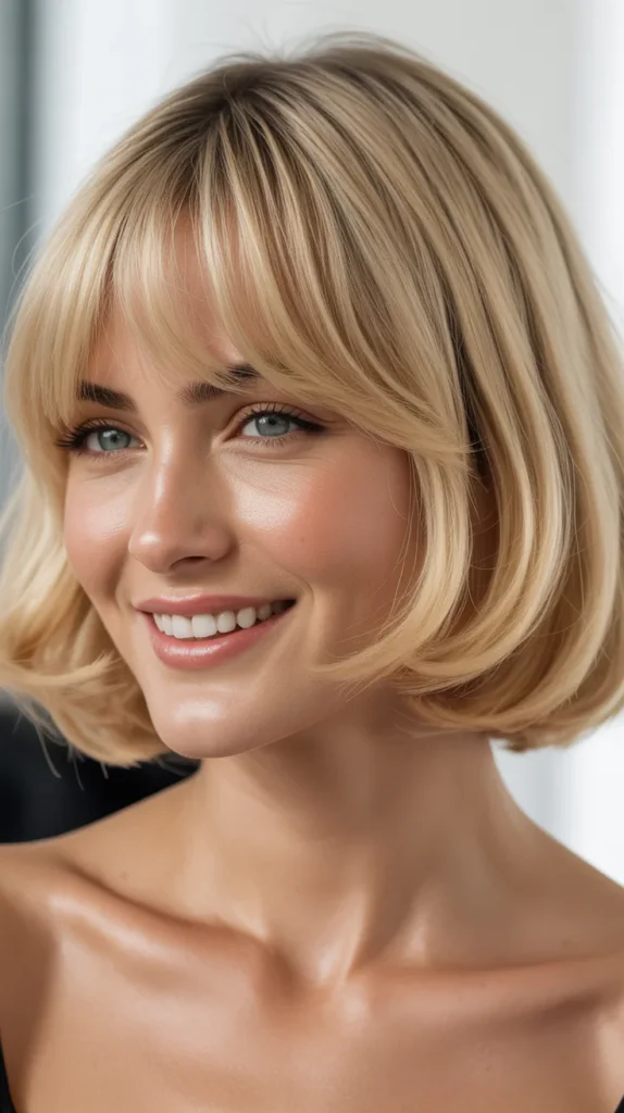Lob with Curtain Bangs for Blondes