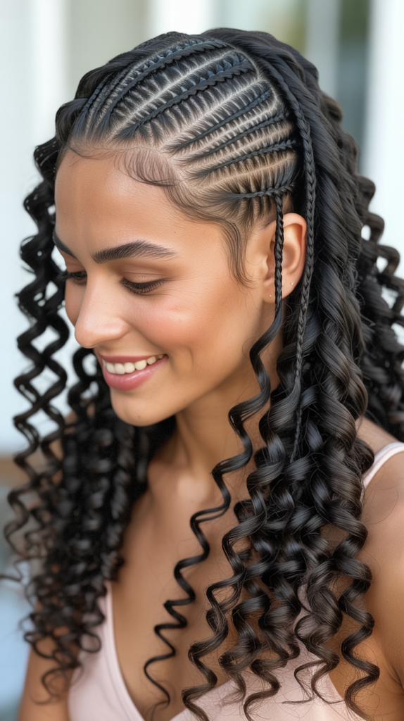 Stitch Braid Hairstyles with Curls