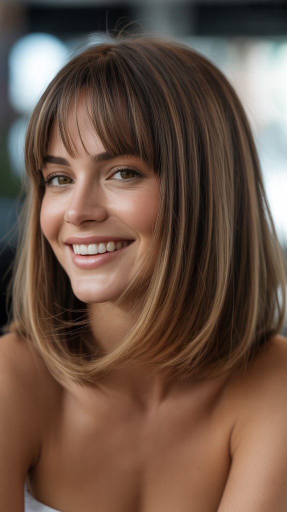  Adorable Lob Haircuts with Bangs