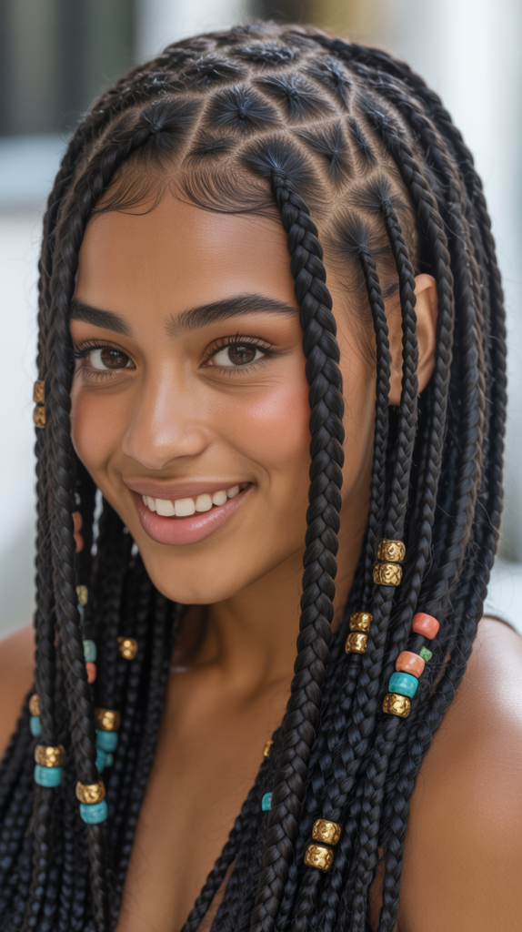 Feed-in Braids Hairstyles with Beads