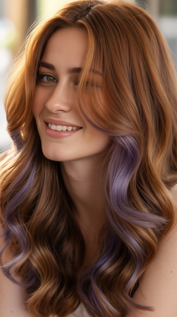 Honey Brown with Violet Lowlights