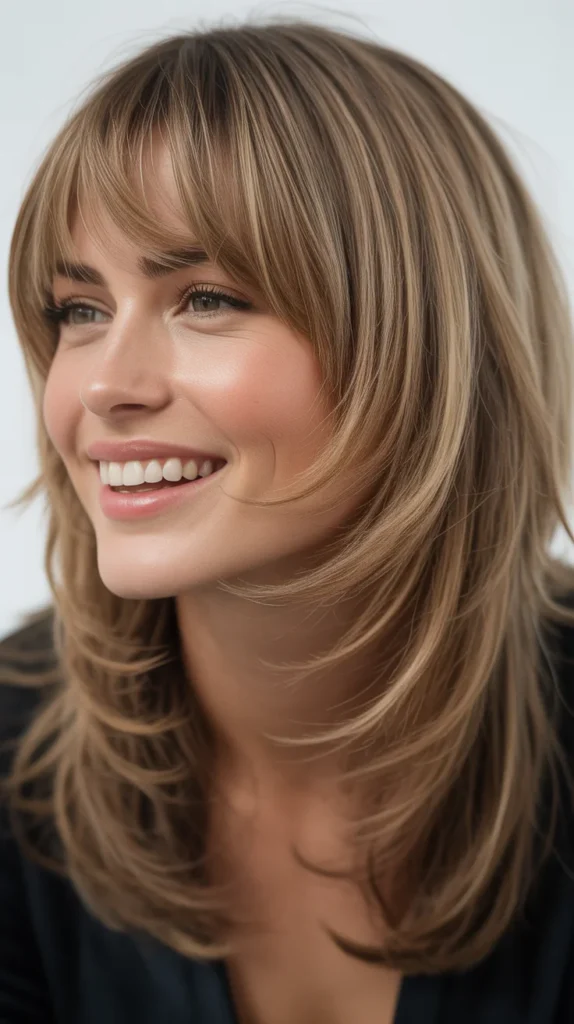 Layered Haircuts with Bangs for Long Faces