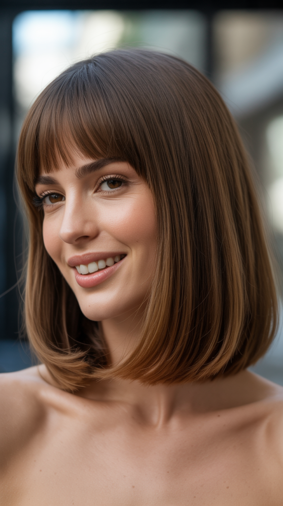 Long Lob Haircuts with Bangs
