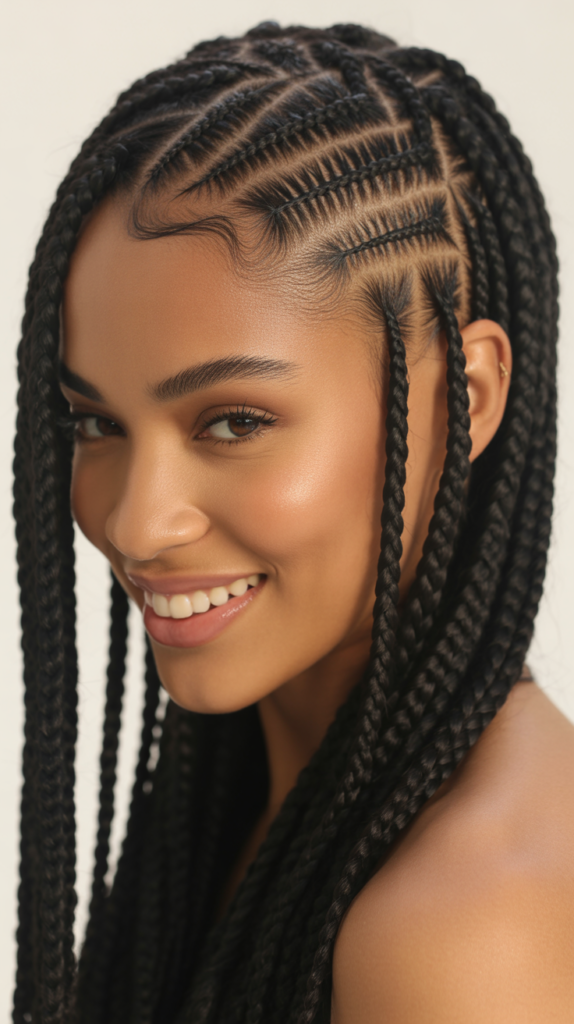 Stitch Braid Hairstyles with Side Part