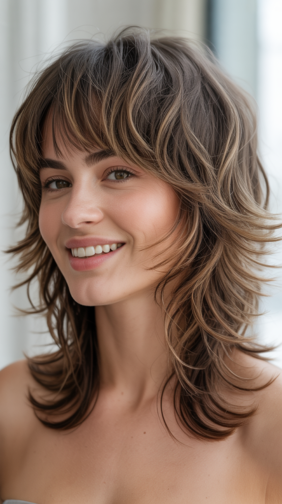 Textured Shag Bangs with Tousled Layers: A Casual Chic Look