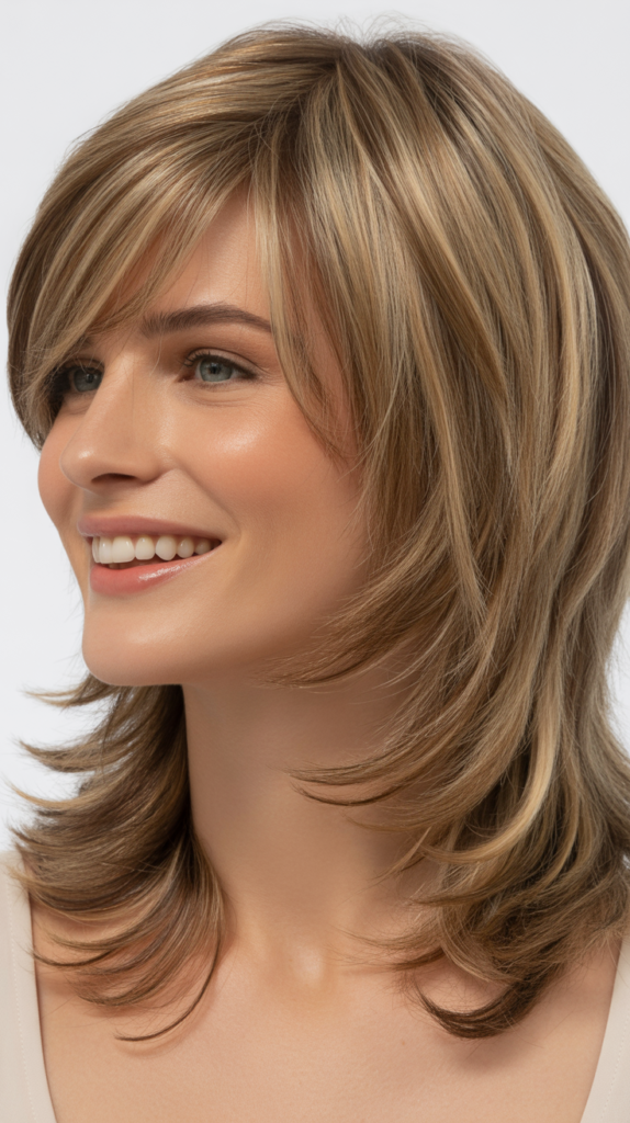 Layered Shag with Side-Swept Bangs: Elegant and Timeless