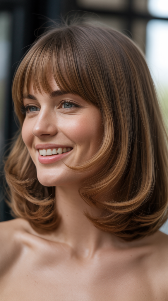 Lob Haircuts for Women with Bangs