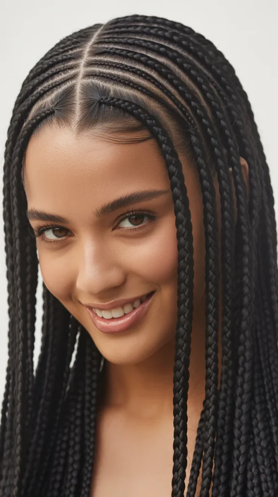 Stylish Straight Back Braids with Unique Designs