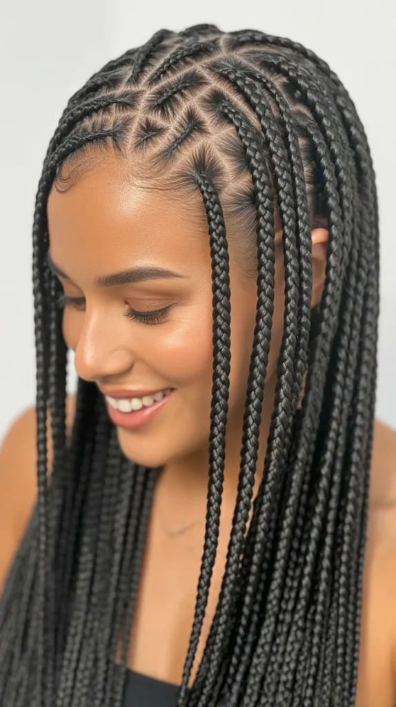 Small and Long Straight Back Braids for a Perfect Look