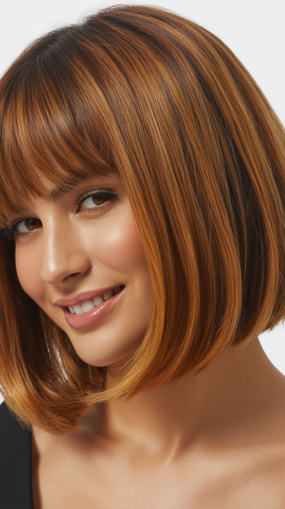 Honey Brown Bob with Bangs