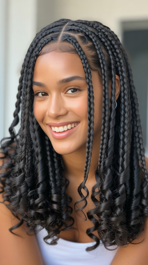 Feed-in Braids Hairstyles with Curls