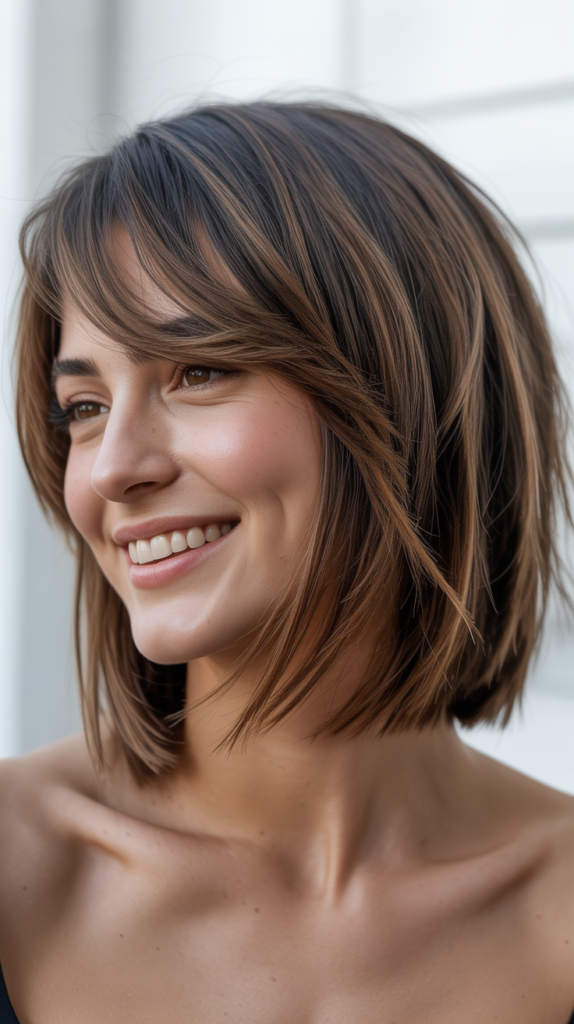 Choppy Long Bob with Side Bangs