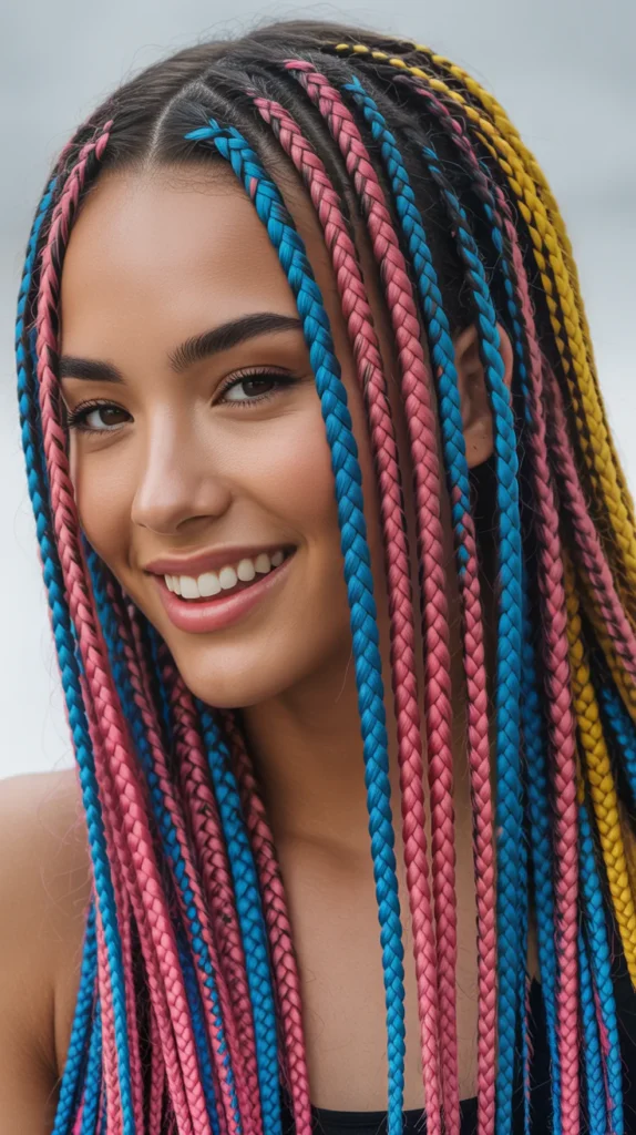 Bold and Vibrant Straight Back Braids