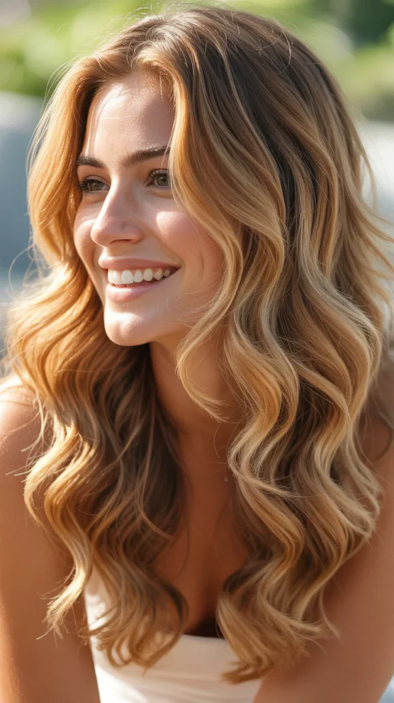 Soft Waves with Highlights for a Sun-Kissed Look