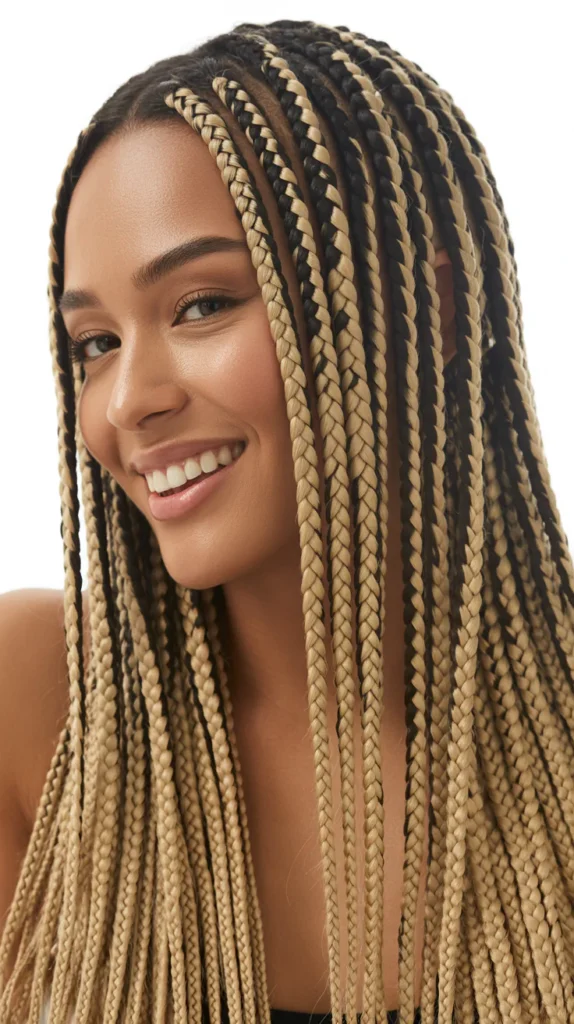  Straight Back Feed-In Braids with Highlights