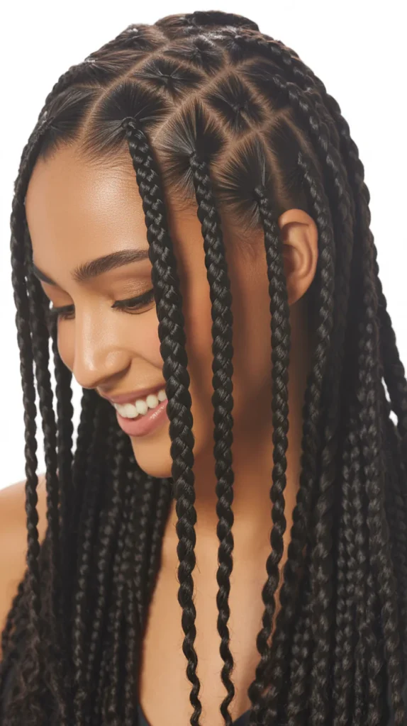 Straight Back Braids with a Twist-Out Effect