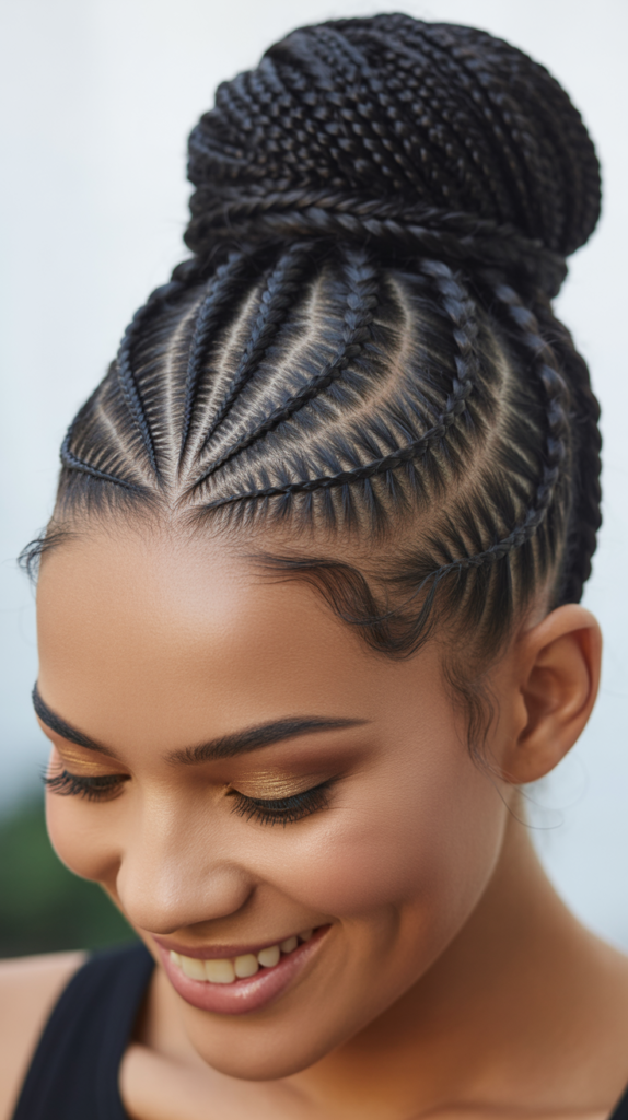 Stitch Braid Hairstyles Bun