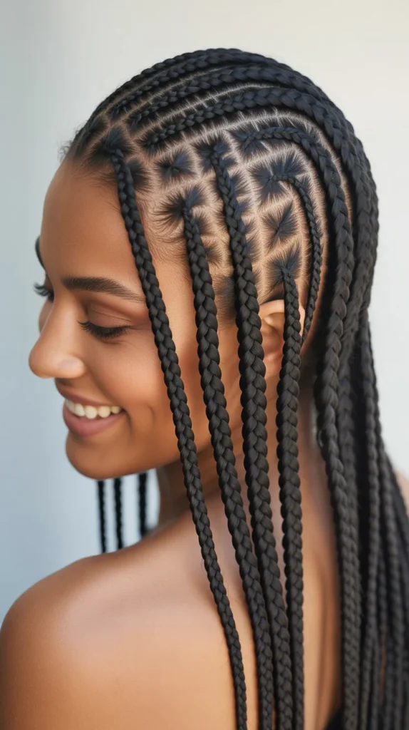  Elegant Straight Back Braids Styled into a Chic Bun