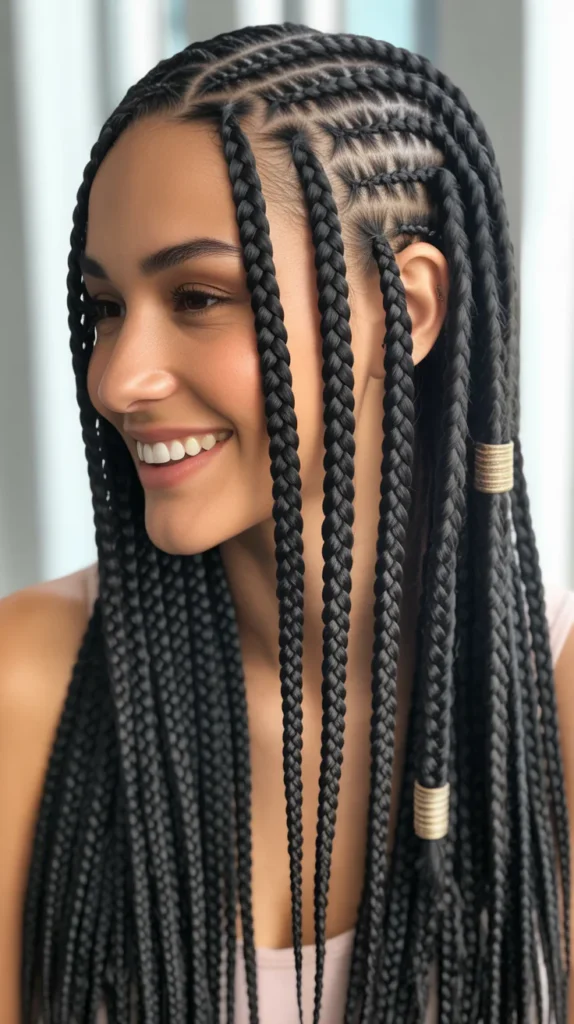 Straight Back Braids with Accent Braids