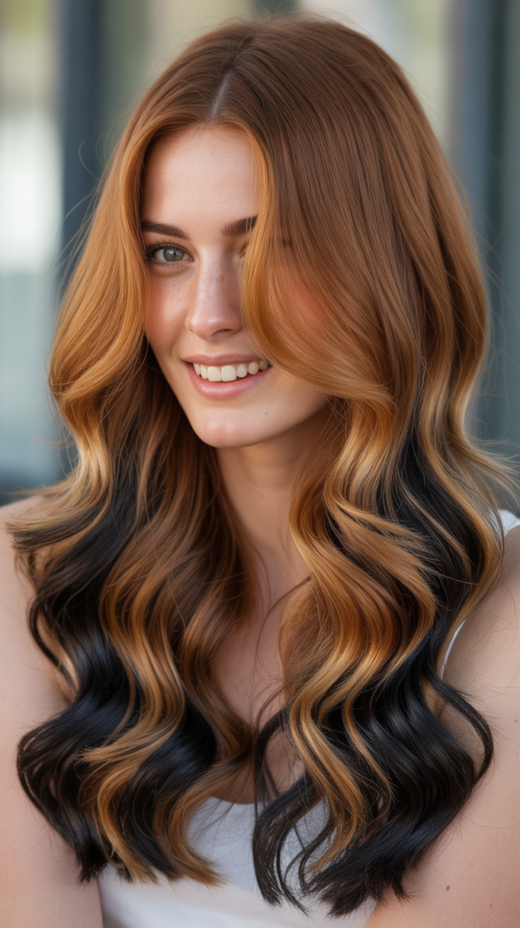 Honey Brown with Black Tips hairstyle