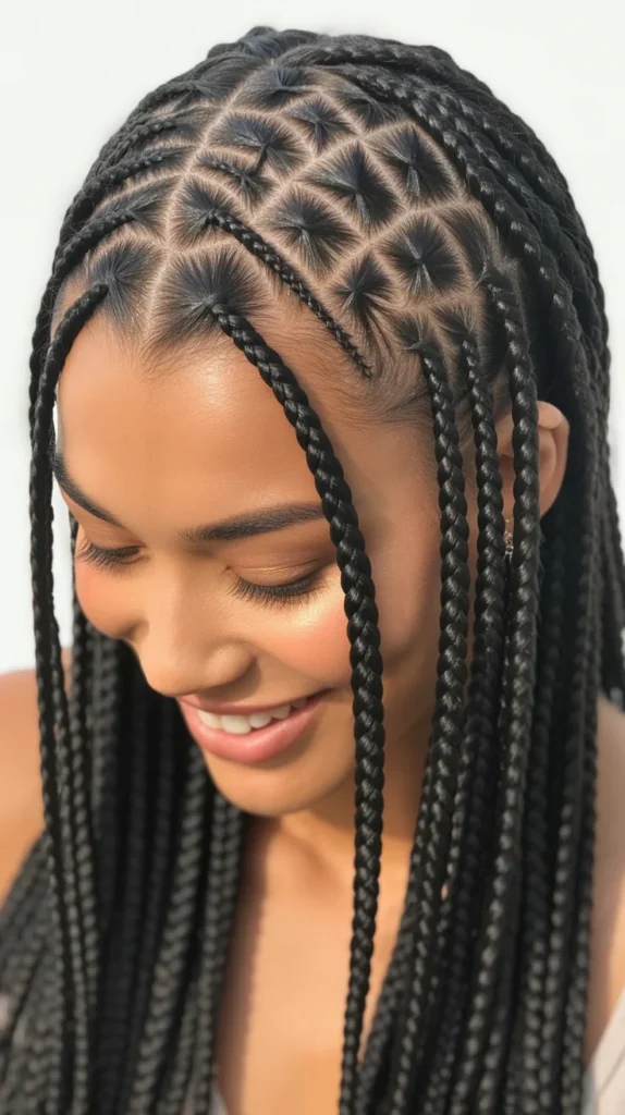 Straight Back Braids with Criss-Cross Patterns