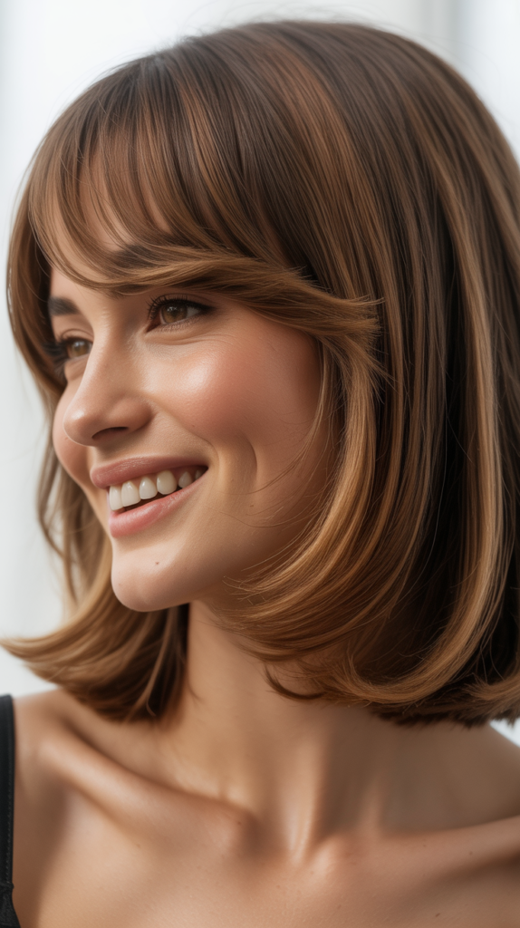 Textured Lob Haircuts with Bangs