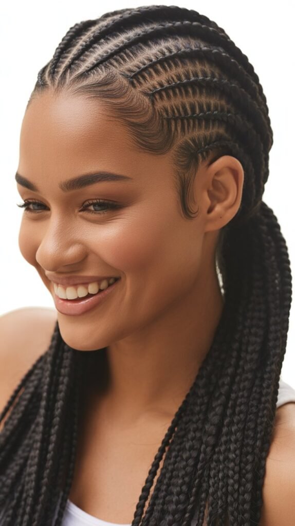 Feed-in Braids in a Low Ponytail