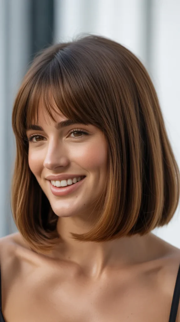 Lob with Curtain Bangs for Thick Hair