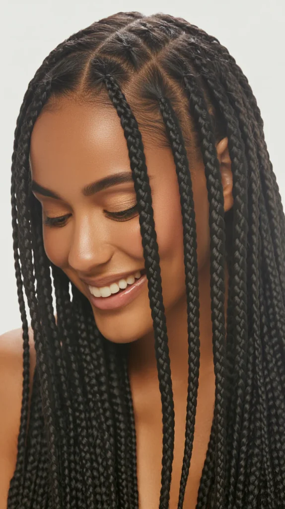 Straight Back Braids with Loose Ends
