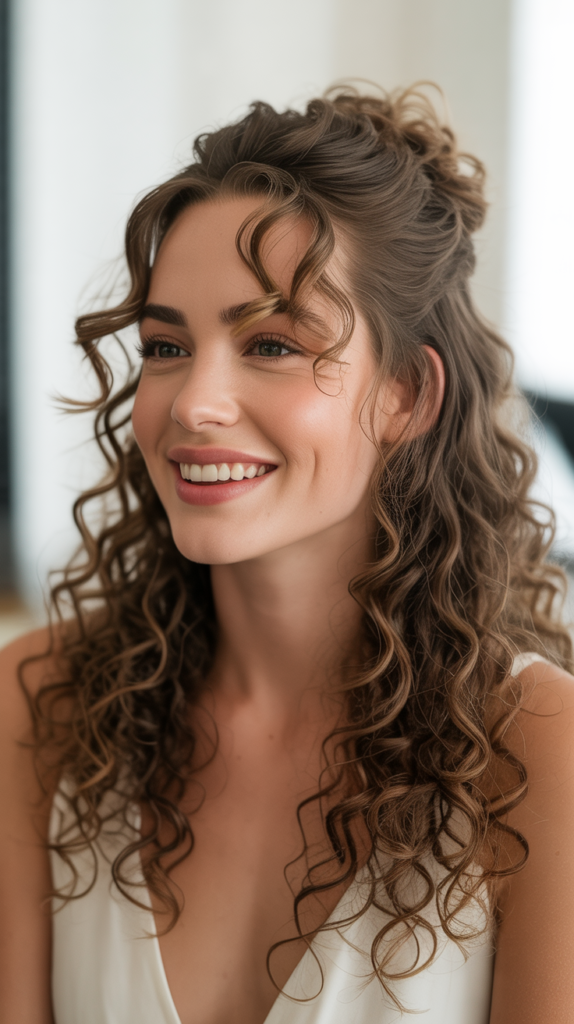Loose Curls Hairstyles Half-Up