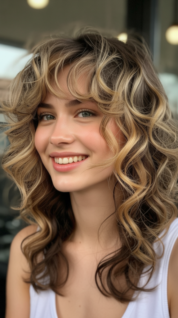 Shag Bangs with Curls: Curly and Playful