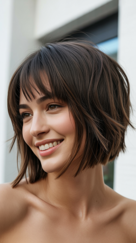 Choppy Bob Hairstyle with Bangs
