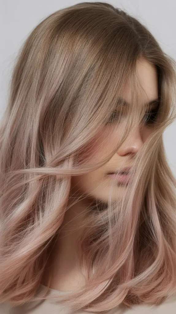 Light Ash Brown and Soft Pink Highlights