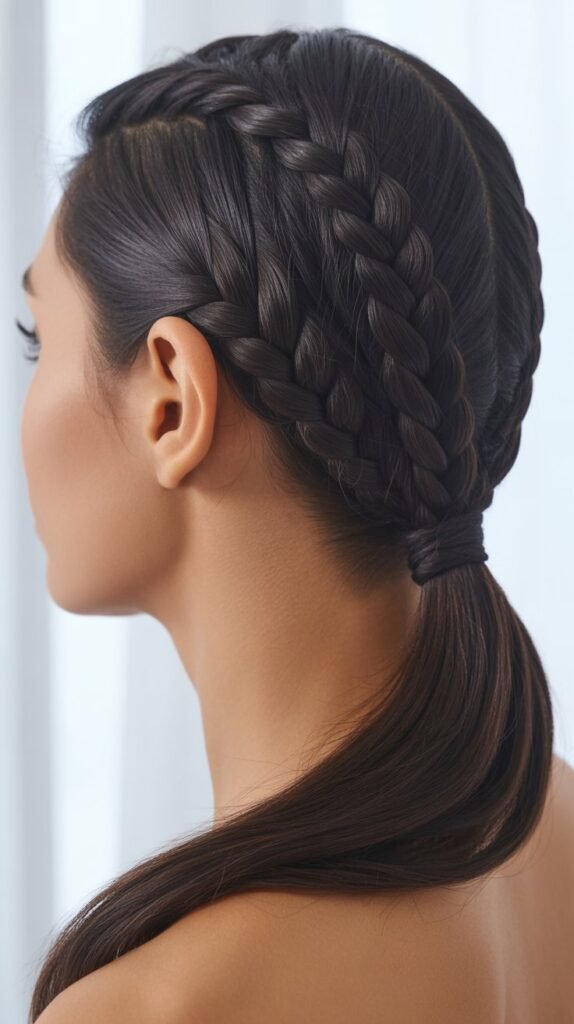 Sleek Side-Part Braids in a Ponytail for Effortless Style