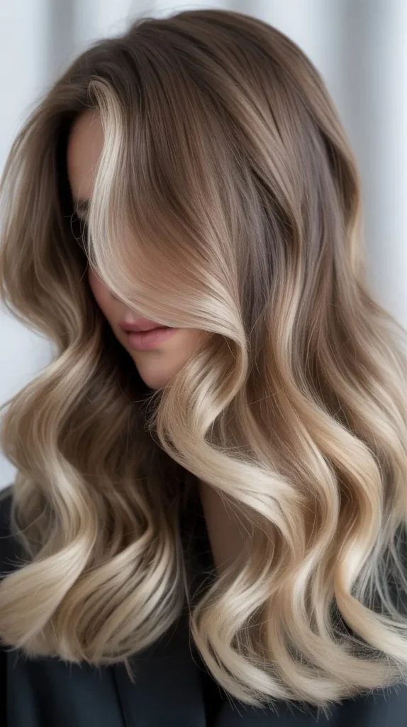Balayage Light Ash Brown with Platinum Ends