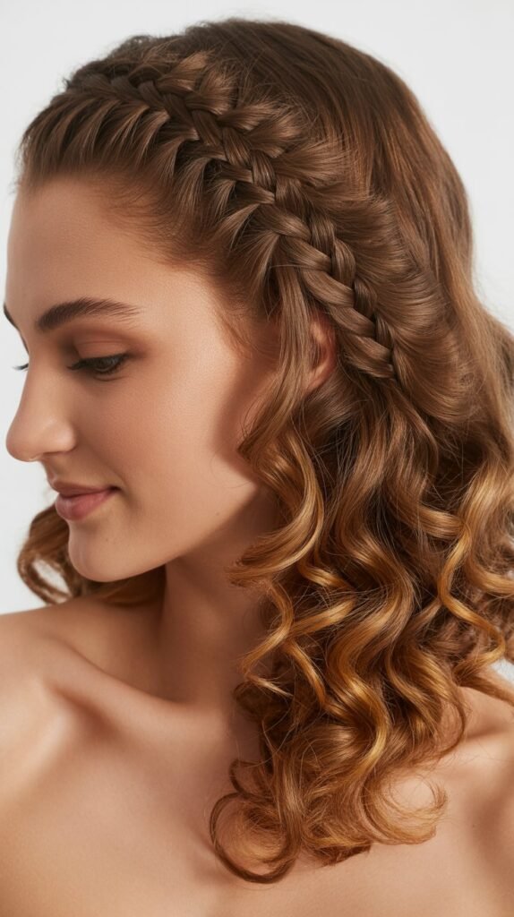Beautiful Side-Part Braids with Curls for a Perfect Finish