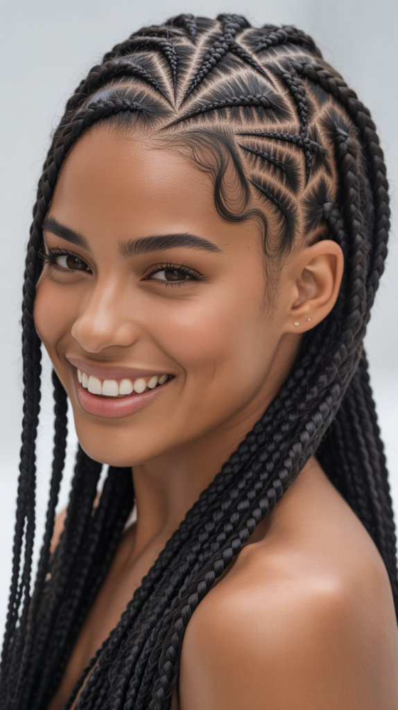 Feed-in Braids with Geometric Patterns