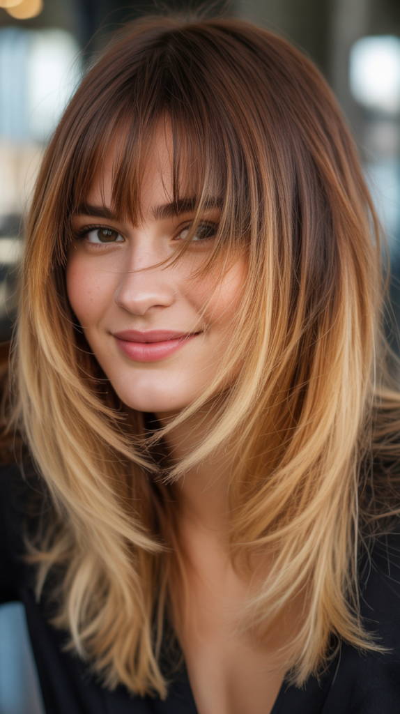 Shag Bangs with Ombre Effect: A Bold Fade