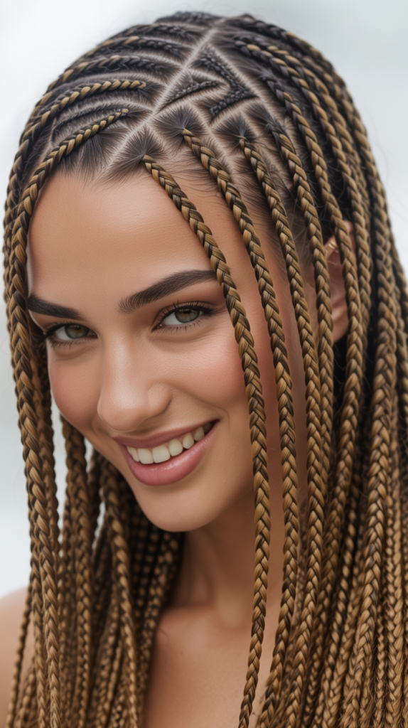 Stitch Braid Hairstyles with Highlights