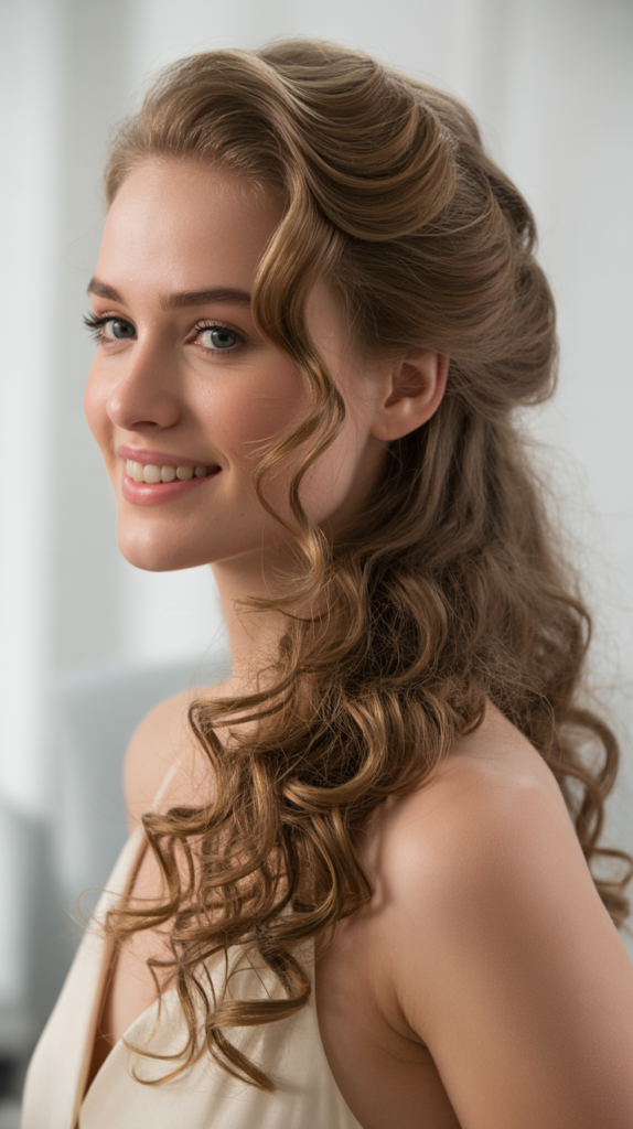 Soft Curls for Long Hair, Half-Up Style