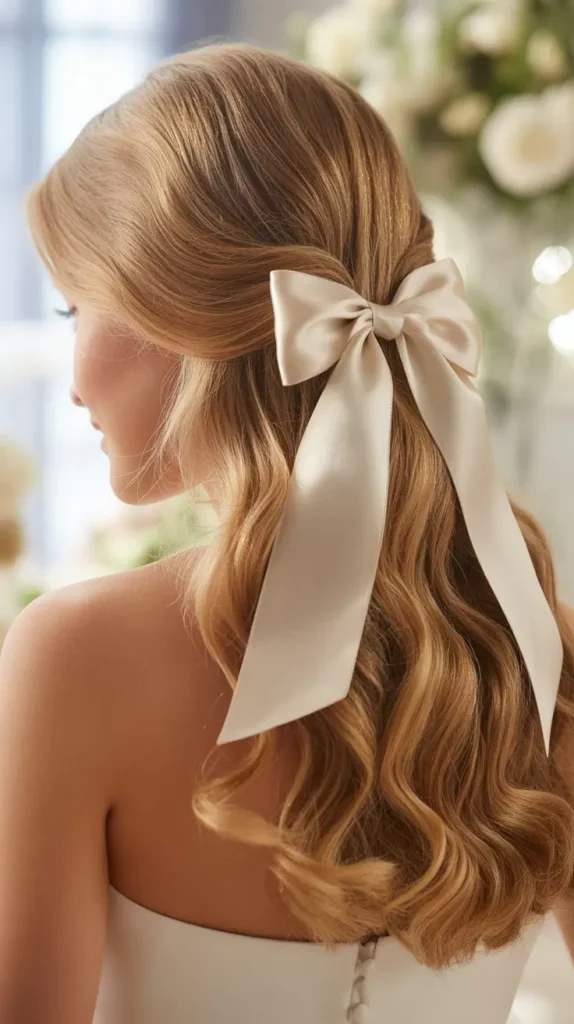 Half-up Half-down Wedding Hairstyles with a Bow